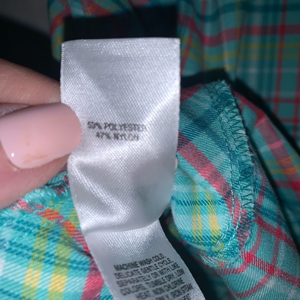 Cabelas Shirt Womens M Aqua Red Yellow Plaid  Long Sleeve Button Up Outdoor Nice - Picture 8 of 8